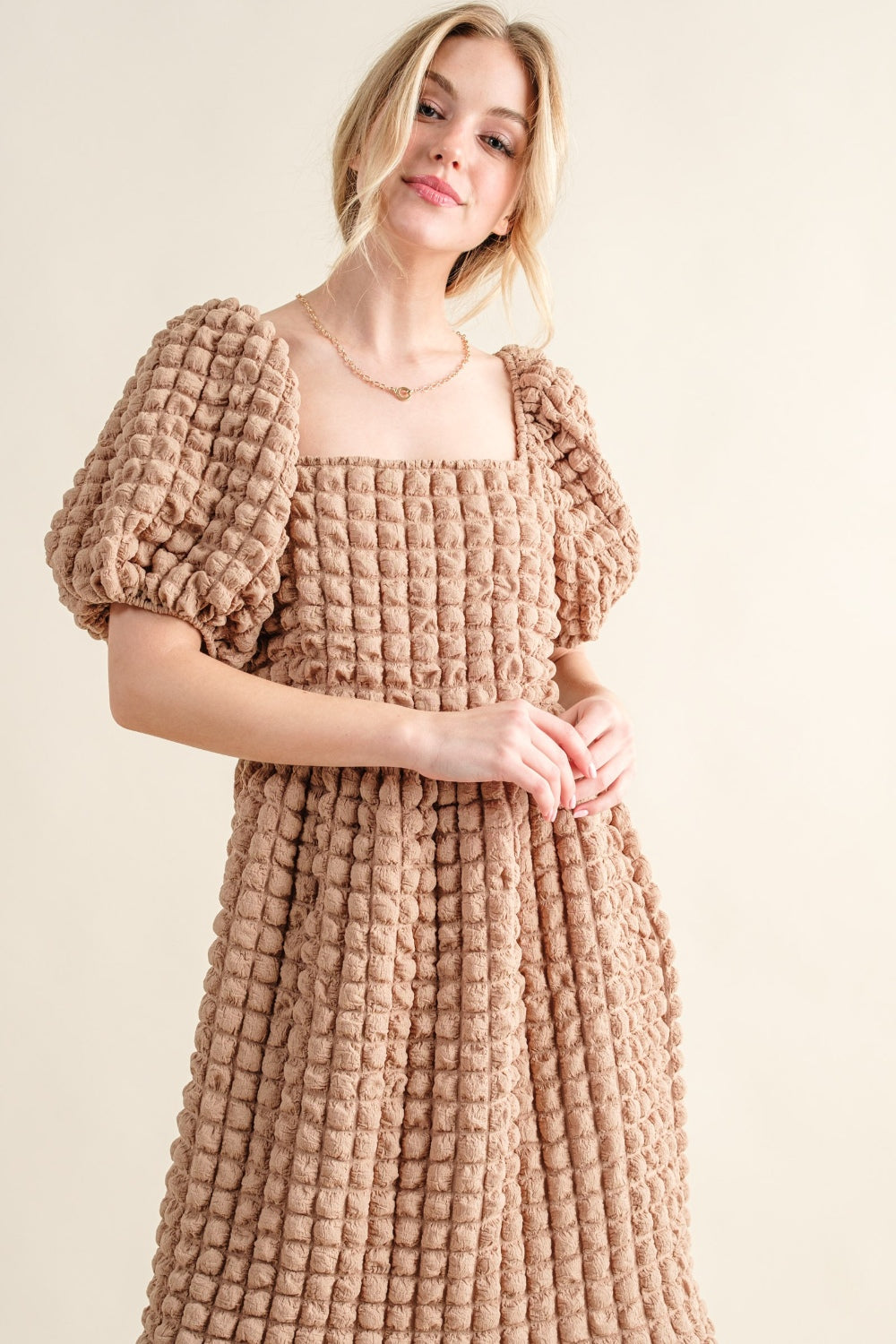 Darling Square Neck Puff Sleeve Dress