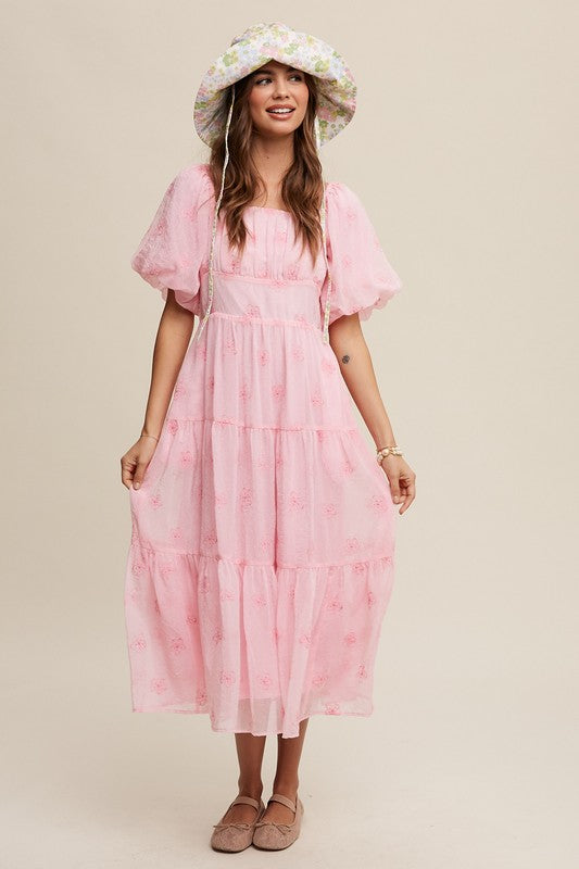 Blooms Embroidered  Maxi Dress