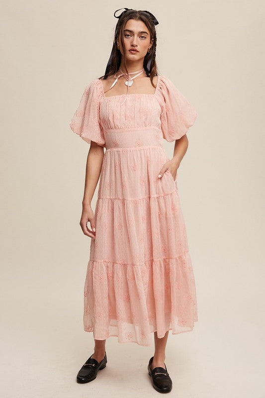 Blooms Embroidered  Maxi Dress