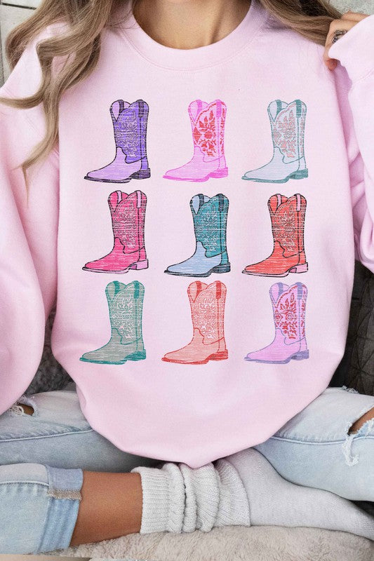 COWGIRL BOOTS WESTERN COUNTRY GRAPHIC SWEATSHIRT