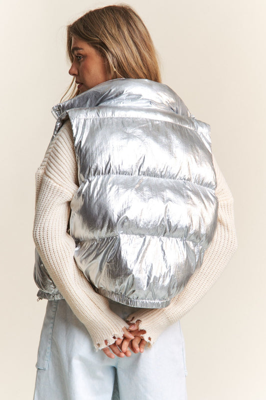 Frosted Metallic Puffer Vest