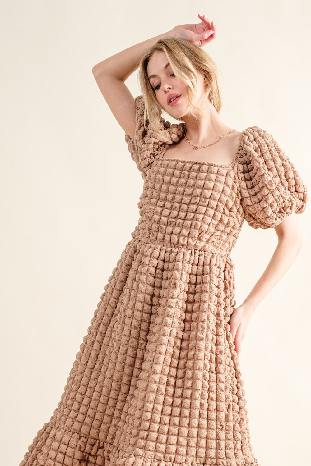 Darling Square Neck Puff Sleeve Dress