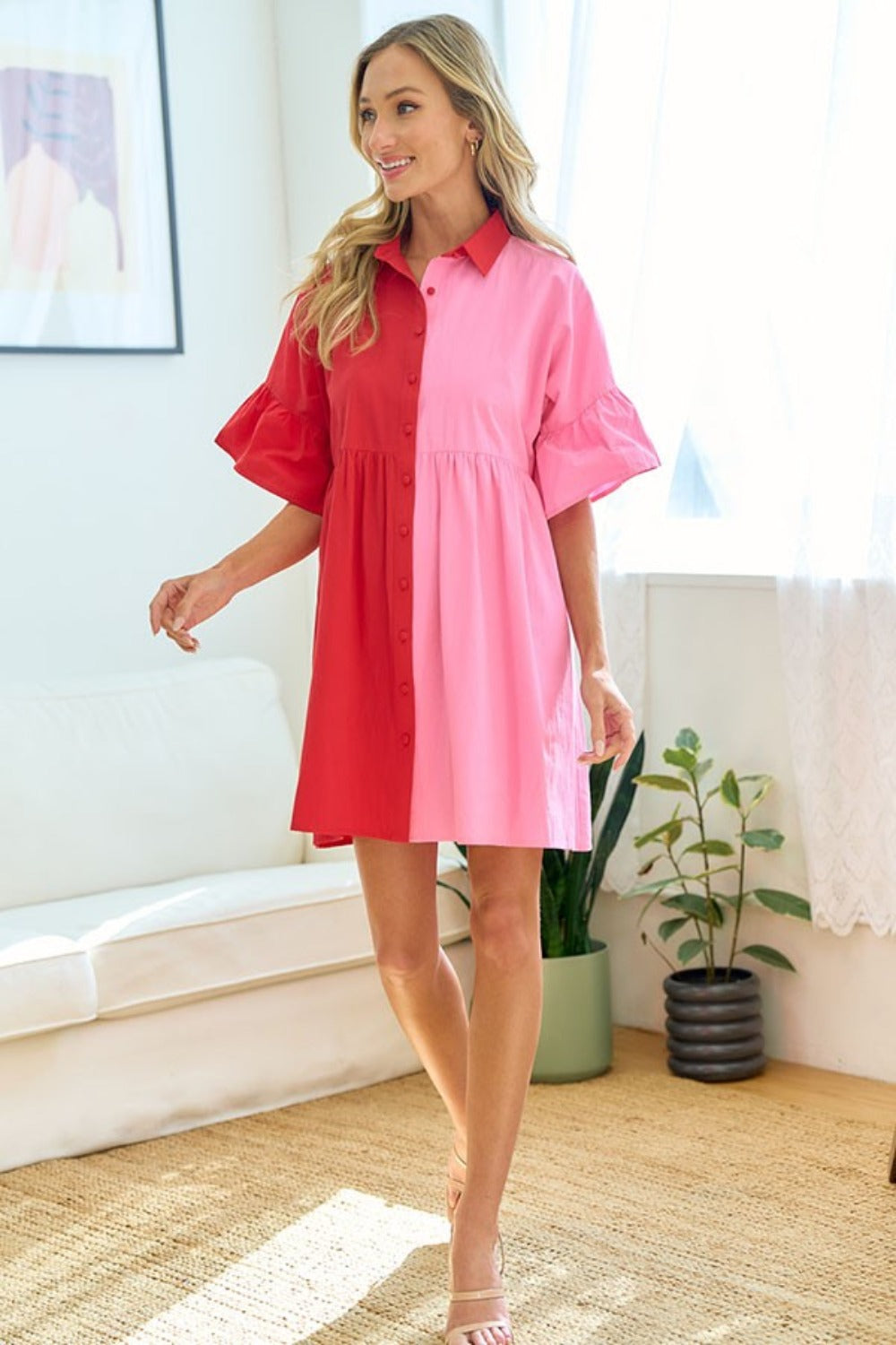 First Love Button Down Babydoll Dress