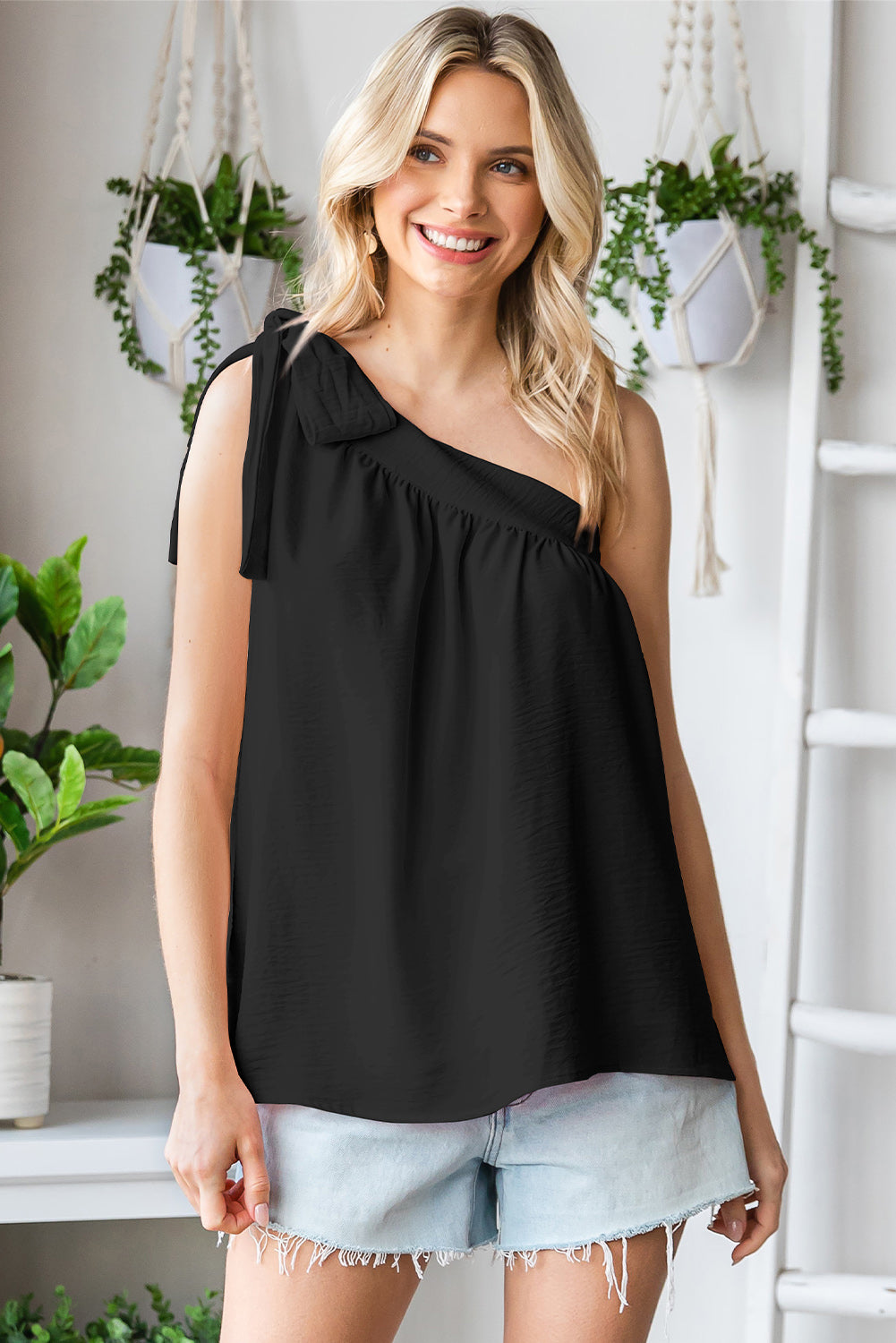 Bow to Bow One-Shoulder Blouse