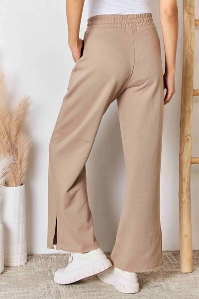 Paris wide Waistband Slit Wide Leg Pants